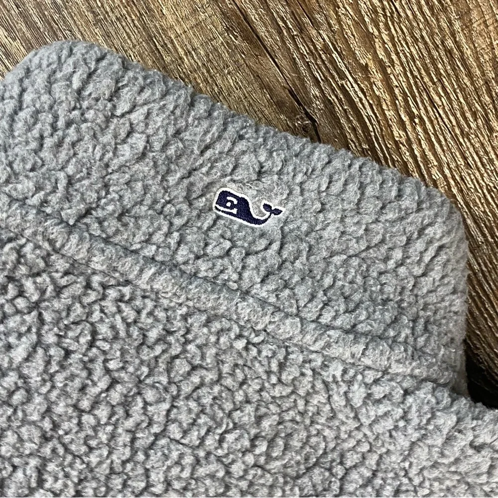 Vineyard Vines Fleece Women M Gray 1/2 Zip Mock Neck Pullover Sweater Warm Cozy - Picture 9 of 9